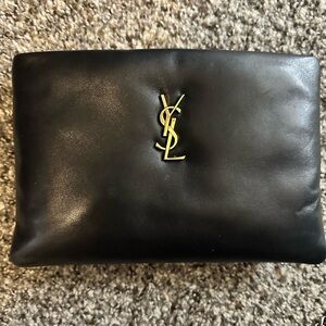 Yves Saint Laurent Black Clutch with Gold Logo
